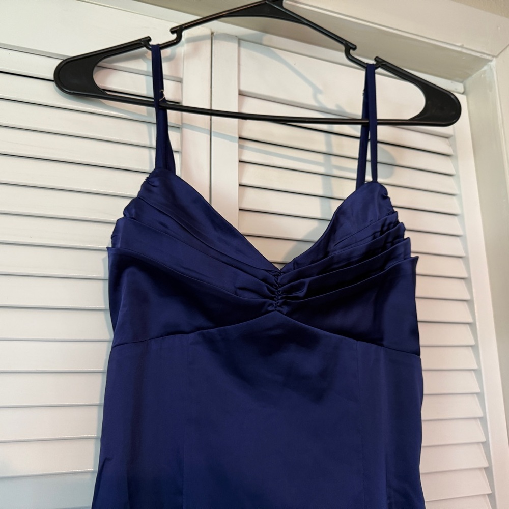 Sleek Midnight Blue Satin Chemise